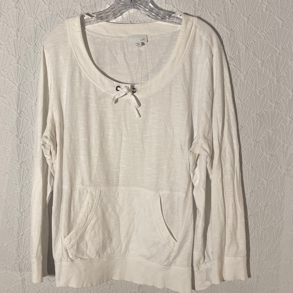 Lightweight Women's Scoop Neck Pullover Hoodie - White
